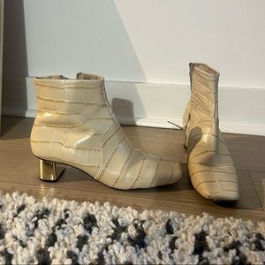 Nanushka Alligator Embossed Cream leather Boot
